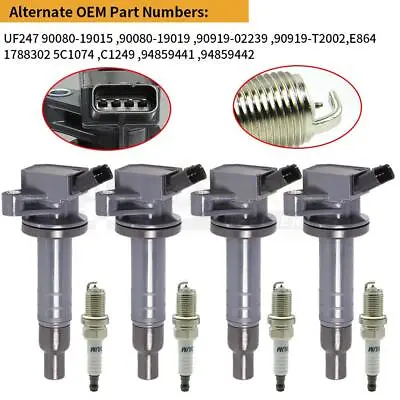 4PCS Ignition Coils & Spark Plugs For 2003-2008 Toyota Matrix Pontiac Vibe 1.8L • $48.99