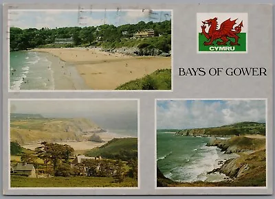 Bays Of Gower Wales Multiview Postcard Posted 1992 • £5