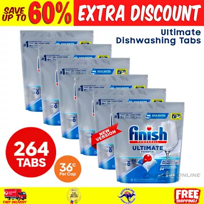 6 X 44pk Finish Powerball Ultimate Essential Dishwashing Tablets 264 Tabs • $135.43