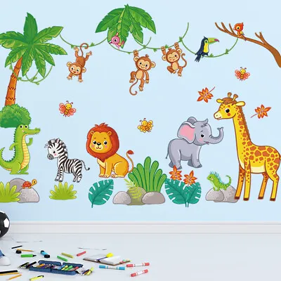 £4.85 • Buy Jungle Safari Tree Animal Wall Stickers Kid Nursery Decal Girls Bedroom Decor.