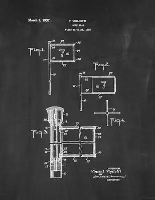 Golf Flag Patent Print Chalkboard • $11.46