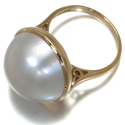 Auth MIKIMOTO Ring Mabe Pearl 16.5mm US5.25-5.5 18K 750 Yellow Gold  • $788.81