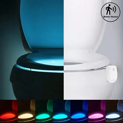 Toilet Bowl 8Colors LED Night Light Motion Sensor Home Bathroom Gadgets Men Gift • $9.98
