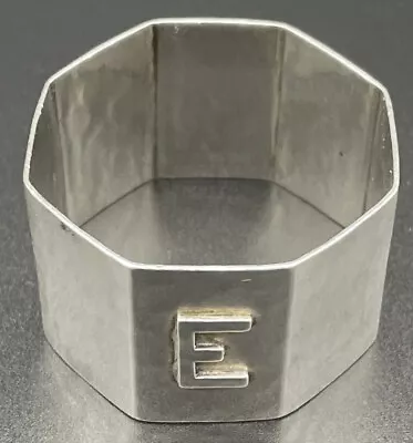 Lebolt Octagonal Sterling Silver Arts & Crafts Napkin Ring Raised  “E” Monogram • $145