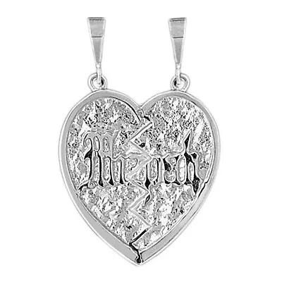 Rhodium Plated 925 Sterling Silver Breakable Heart Mizpah Pendant • $98.99