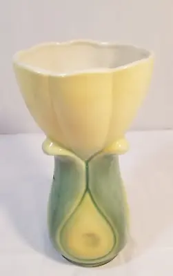 Vintage Shawnee Tulip Pottery Vase Yellow & Green Large Excellent Condition • $15.99