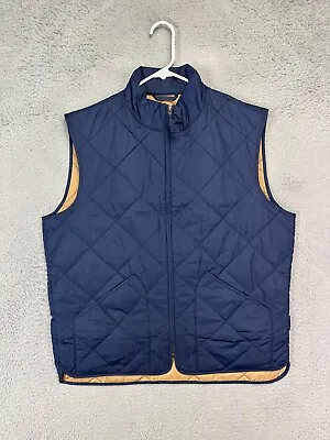 J.Crew Vest Adult Large Navy Outerwear Quilted Full Zip Coat Pockets Mens NEW • $52.25