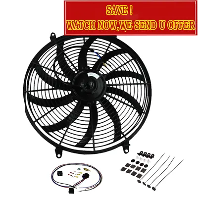 $44.99 • Buy Universal 16  Inch 12V Electric Radiator Cooling Fan+Mount Kits+Thermostat Kits