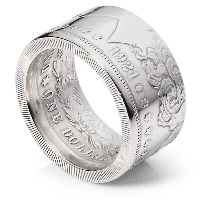 Morgan Silver Dollar Coin Ring - 1921 -  Heads  - Polished Finish • $215