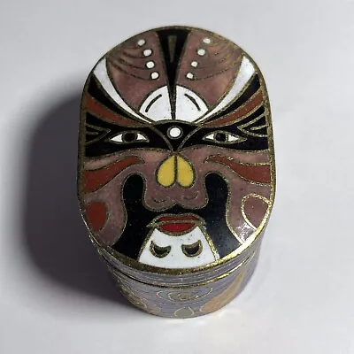 Vintage Cloisonne Enamel Jewelry Trinket Box Beijing Opera Facial Make-Up • $10