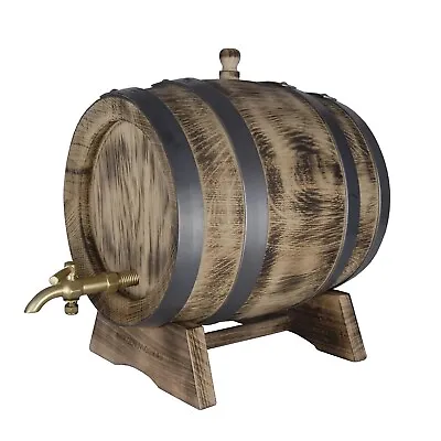 French OAK KEG 3 Lts Port Barrel Home Brew Perfect Gift Medium Charred Brass Tap • $199.99