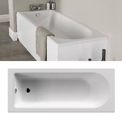 Nuie Barmby Modern Single Ended Straight Bath Tub Bathroom Lucite Acrylic White • £174.95