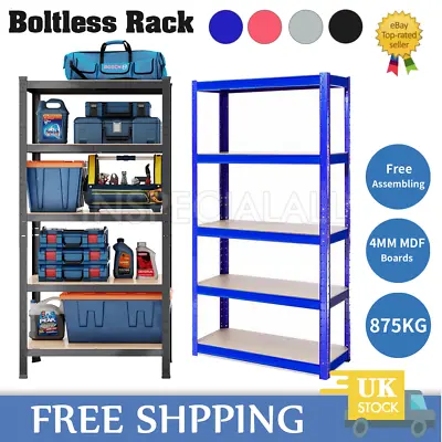 Boltless Metal Shelving Rack Warehouse Shed Garage Storage Shelves Unit 5 Tier • £8.99