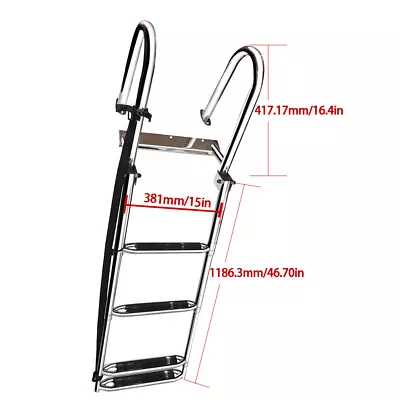 Boat Ladder 4 Steps Telescoping Pontoon 316 Stainless Steel Folding Inboard Swim • $156.89