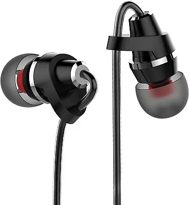 BYZ In Ear Headphones With Mic Wired Earbuds Black For MP3 Player Stereo • $12.99