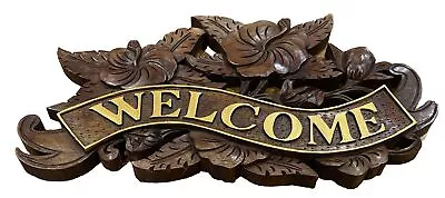 Handcarved Wooden Welcome Wall Hanging Sign Vintage - GOOD • $15.29