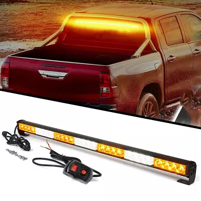 Amber White 32'' LED Hazard Emergency Warning Strobe Light Bar Traffic Advisor • $35.01