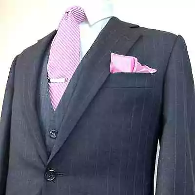 Hickey Freeman Nordstrom Grey Pinstripe Suit 39 SHT Pants 33 Read • $78