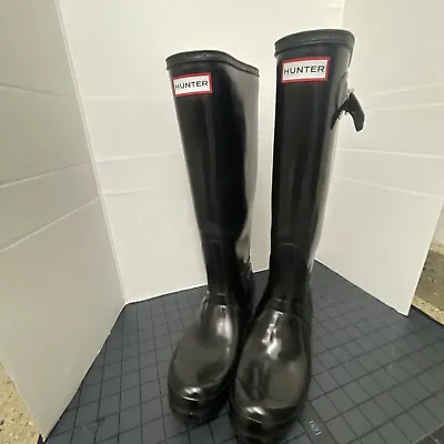 Hunter Rain Boots Womens Sz 6 Men 7 Female Tall Original Gloss W23616 • $44