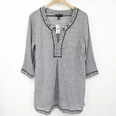 NWT A Pea In The Pod Materninty Striped Portofino Tunic Cover Up Embroidered M • $0.99