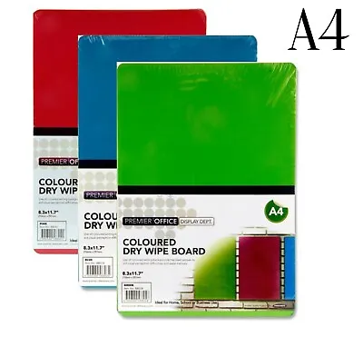 A4 Message Board Dry Wipe Coloured Memo Notice Boards For Home School Office Use • £3.59