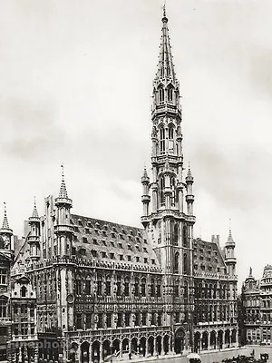 1934 Vintage BELGIUM Brussels Town Hall Gothic Dutch Architecture Photo Gravure • $185.31