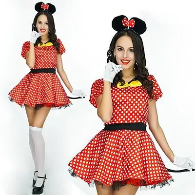 Adults Womens Minnie Mouse Girl Costume Fancy Dress Outfit + Underskirt • $80.90