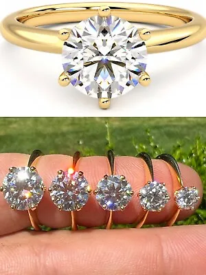 0.5-4ct VVS D Real Moissanite Engagement Promise Ring 14k Gold Plated 925 Silver • $37.33