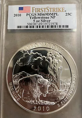 2010 5 Oz America The Beautiful “Yellowstone “ PCGS MS69 DMPL First Strike !!! • $450