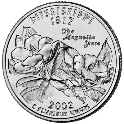 2002 P Mississippi State Quarter Cent Coin From US Mint 25 Cents Magnolia 1817 • $1.99