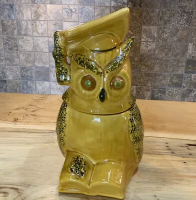 Vintage Cookie Jar Doranne Of California Yellow Scholarly Smart Wise Owl J4 USA • $39.97