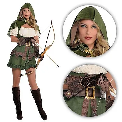 Ladies Medieval Elf Elven Archer Robin Hood Maid Marion Pan Fancy Dress Costume • £28.90