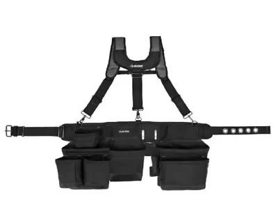 Husky 3-Bag 17 Pocket Black Framer's Suspension Rig Work Belt With Suspenders • $65