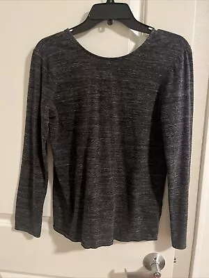 J. Jill Pure Jill Twist Back Top S Heather Gray Long Sleeves Cotton Knit EUC • $15.50