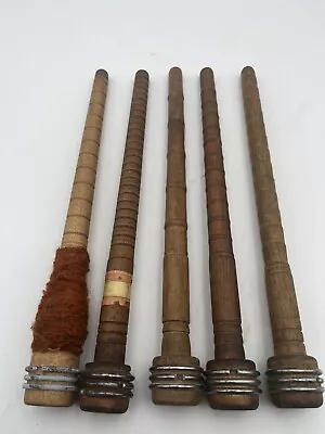 Lot Of 5 Wooden Thread / Yarn Quills Bobbins Spindle Industrial Textile 10” Long • $20.95