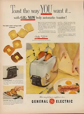 1953 Kitchen Appliance Toaster Vintage Print Ad 50s General Electric Toast Butte • $9.93