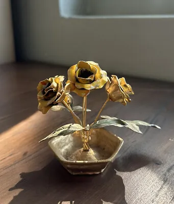 Vintage Enameled Metal Flower Bouquet Sculpture (Frank Mosse; Winifred Cole) • $11