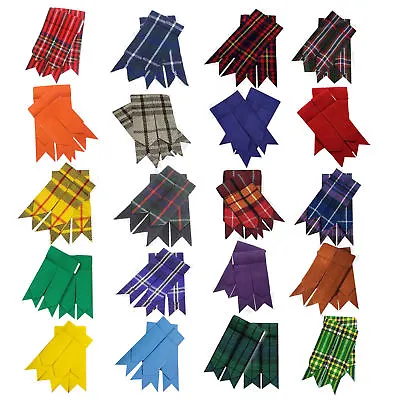 New Scottish Kilt Hose Sock Flashes Garter Pointed Various Tartans Highland Wear • $15.99