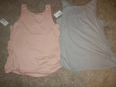 Lot Of 2 Sonoma Maternity Ruched Gray/Pink Essential Tank Top Size XL - NWT • $15.99