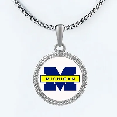 Michigan Wolverines Mens Womens 20  Lnk Chain Pendant Necklace W Gift Pkg D22 • $20.95