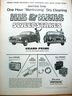 1969 VW Volkswagen Karmann Ghia Large-mag Car Contest Ad- His & Hers Sweepstakes • $6.95