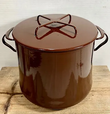 Vintage Dansk Kobenstyle France Brown 8 Qt Enamel Stock Soup Pot W/Lid • $48