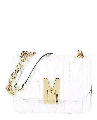 Moschino Womens M-Plaque Leather Crossbody Bag • $465.99