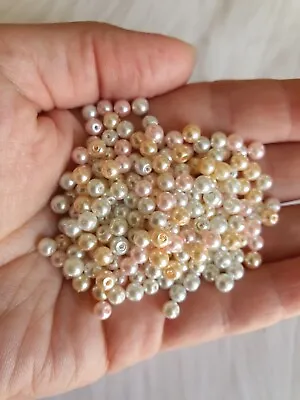 £2.84 • Buy 100 Glass Pearl Beads 4mm/6mm/8mm Mixed Colour Jewellery Craft Beads