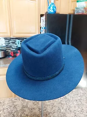 Gladys Tamez Millinery Handmade Navy Blue Felt Hat Western Cowgirl Women's Small • $160
