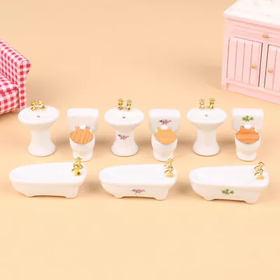 3PC 1:24 Scale Dollhouse Miniatures Mini Toilet Tub Washbasin Bathroom Kit Decor • $15.54