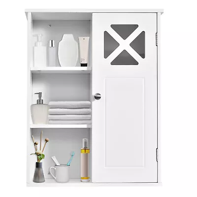 Giantex Bathroom Cabinet Wall-Mounted Storage Shelves Medicine Organizer White • $39.95