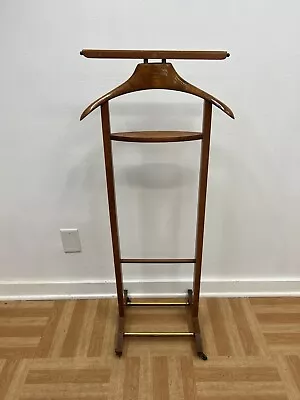 Vintage VALET BUTLER STAND Wardrobe Tie Shirt Rack Wood Tray Mid Century Modern • $79.99