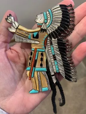 VTG Native American Pauline Dolly Foutz Indian Chief Silver & Stones Bolo Tie • $299.99