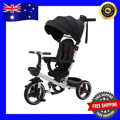 4 In 1 Canopy Trike Ride On Tricycle Toddler Bike 1.5-5 Yrs Max 20kg Black White • $132.44